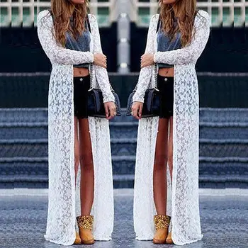 

Women Ladies Summer Long Sleeve Beach Lace Cardigan Blouse Long Tops