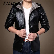 AILOOGE Мужская популярная красивая куртка из искусственной кожи в стиле панк новые черные толстые куртки из искусственной кожи мужское зимнее пальто