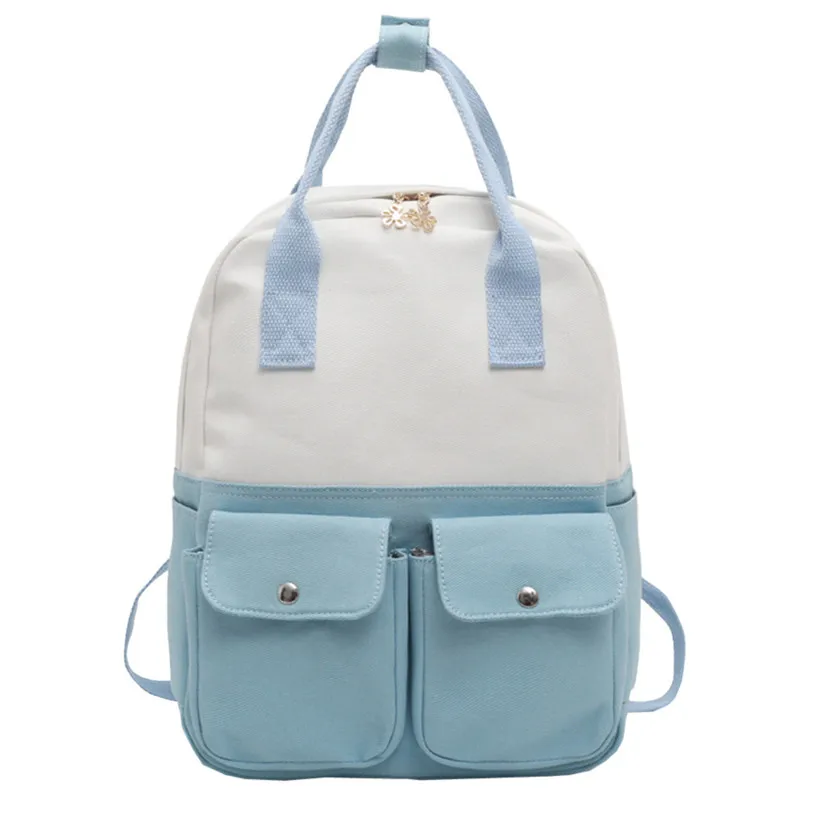 

Fashion Backpack Women Students Canvas Hit Color Shoulder Bag Preppy Style School Bag Teenagers Tote Backpacks bolsa feminina