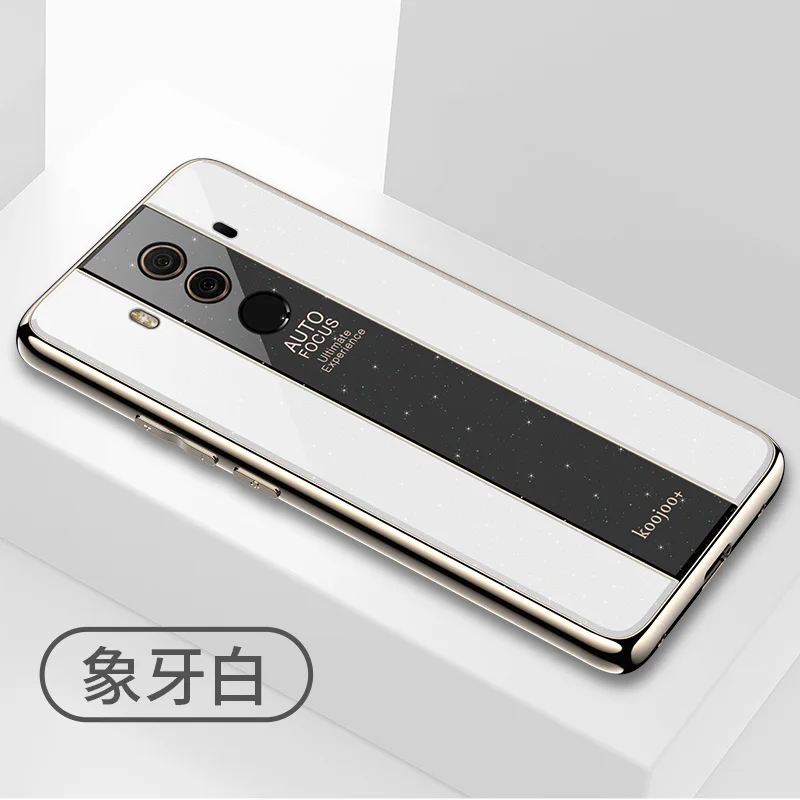 YueTuo чехол, чехол, для HuaWei mate 10 Pro mate 10 10Pro, роскошный блестящий чехол из закаленного стекла для задней панели телефона 360 чехол s - Цвет: White