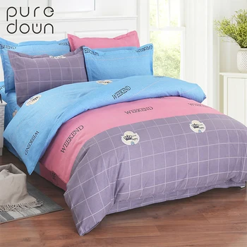 

Puredown Cartoon Bedding Sets 4pcs /set Geometric Pattern Bed Linings Duvet Cover Bed Sheet Pillow Cases Cover bedding Set
