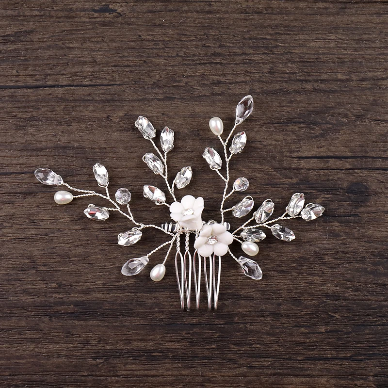 Silver Crystal Hair Ornament Small Size Comb (4)