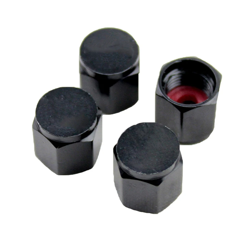 

4x RACING TIRE VALVE STEM CAPS FORGED ALUMINUM BLACK UNIVERSAL