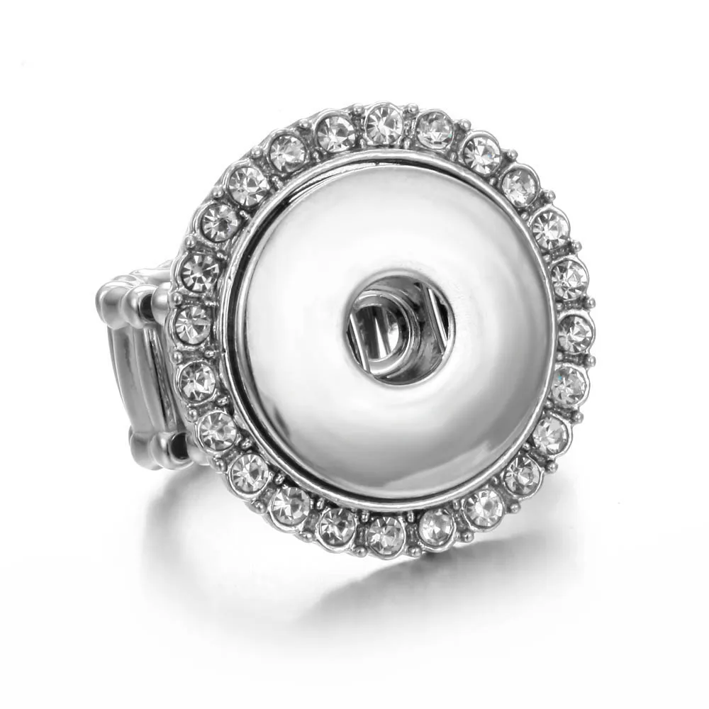New 4 Colours Round Rhinestone 18mm Snap Button Ring