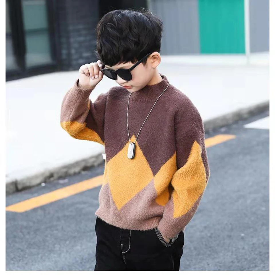 

New Style 3T-12 Years Old Spring Winter Baby Boys Sweaters Toddler Boys Sweater Kids Warm Outerwear Pullover Winter Clothes