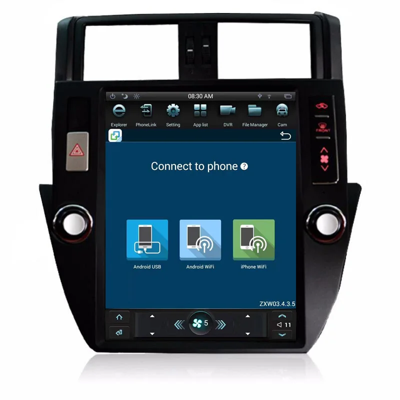 Discount 12.1" Tesla Vertical Screen Android 6.0 Car Radio DVD GPS Navigation for Toyota Prado 150 2014-2017 Support 3/4G Network 1