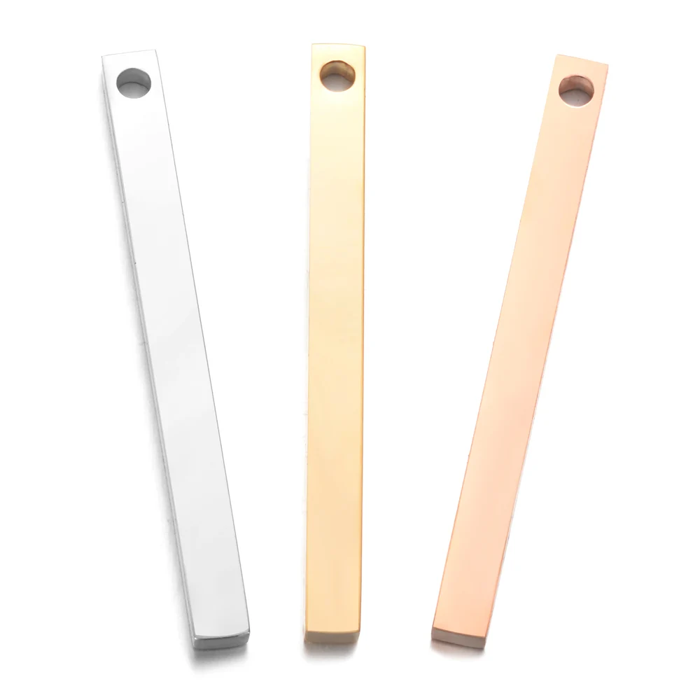 

20pcs/Lot Stainless Steel Mirror Polished Rectangle Long Blank Bar Charms Can Lettering Jewerly DIY Making Accessories