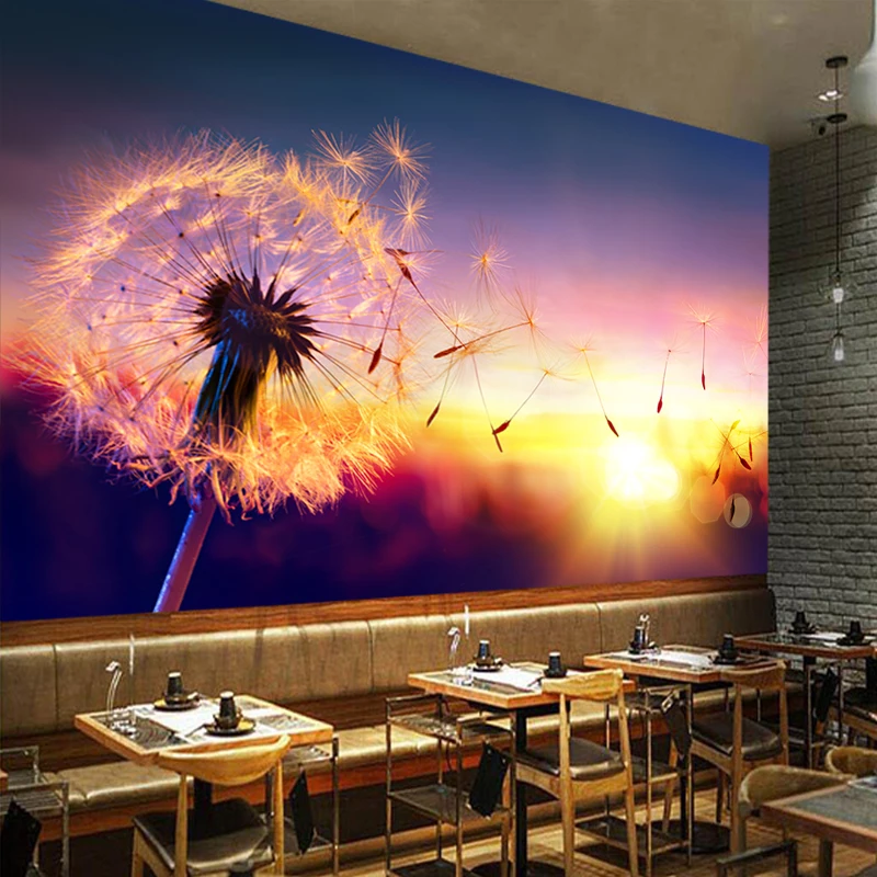 Современные декоративные фото обои, Одуванчик Восход, природный ландшафт фрески для гостиной диван фоне обоев