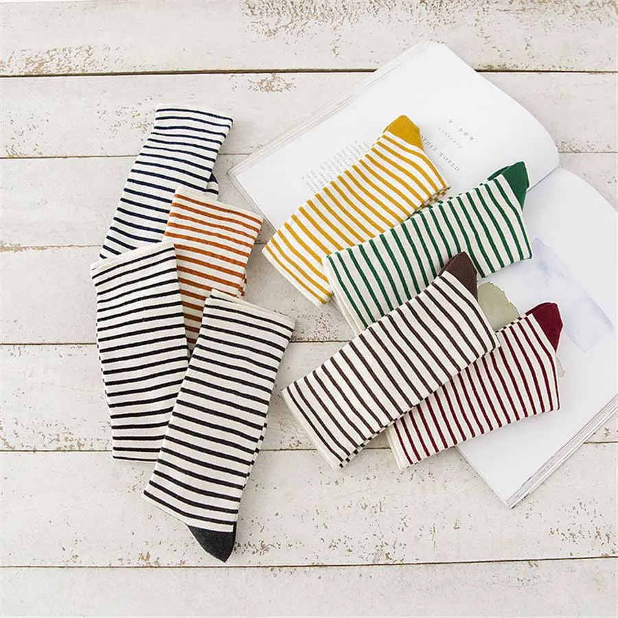1 Pair Women Socks New Autumn Winter Japanese Fashion Harajuku Colorful Striped Socks Medias Cotton Thick Warm Long Funny Socks support socks for women