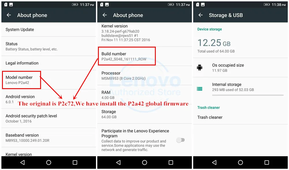 Lenovo vibe P2 details
