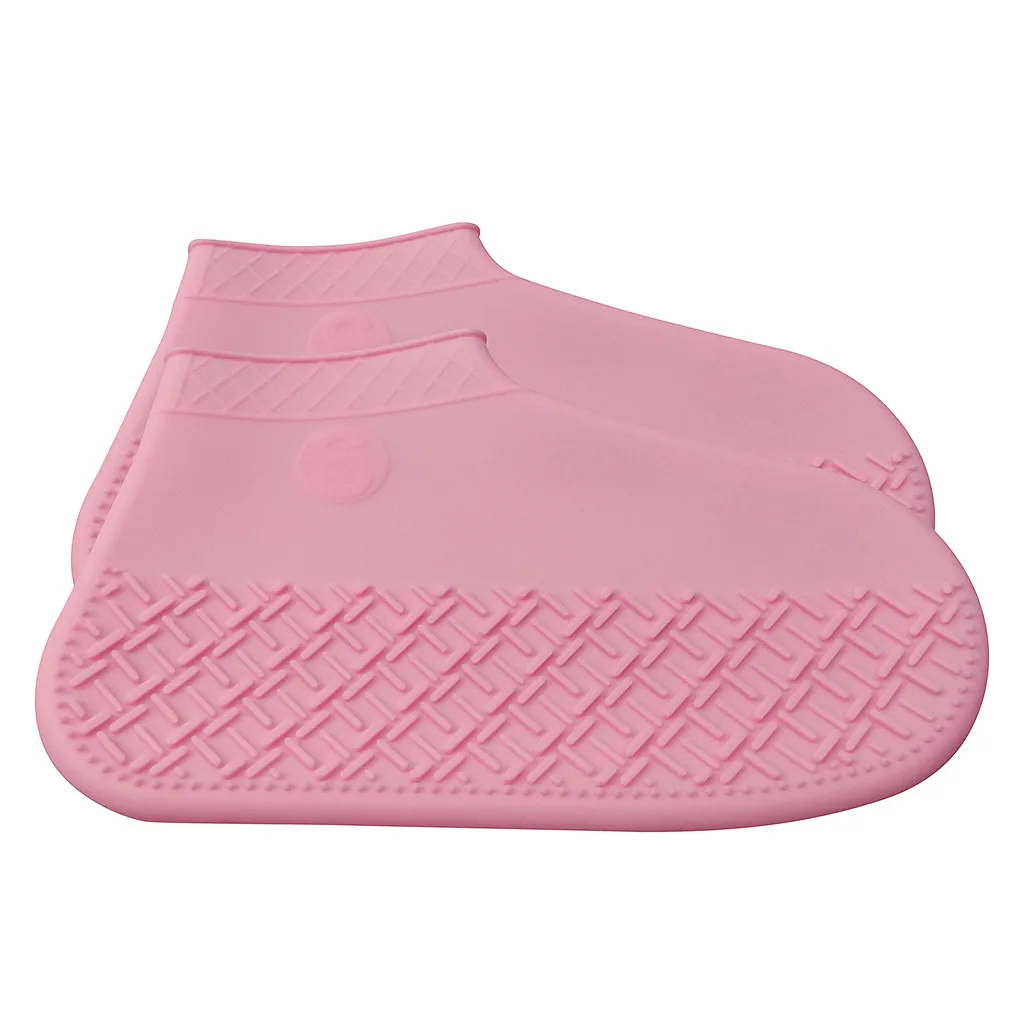 Детские Водонепроницаемые Многоразовые дождевые ботинки для мальчиков и девочек; Резиновые Нескользящие дождевые сапоги; обувь; аксессуары; одежда для дождя - Цвет: Pink