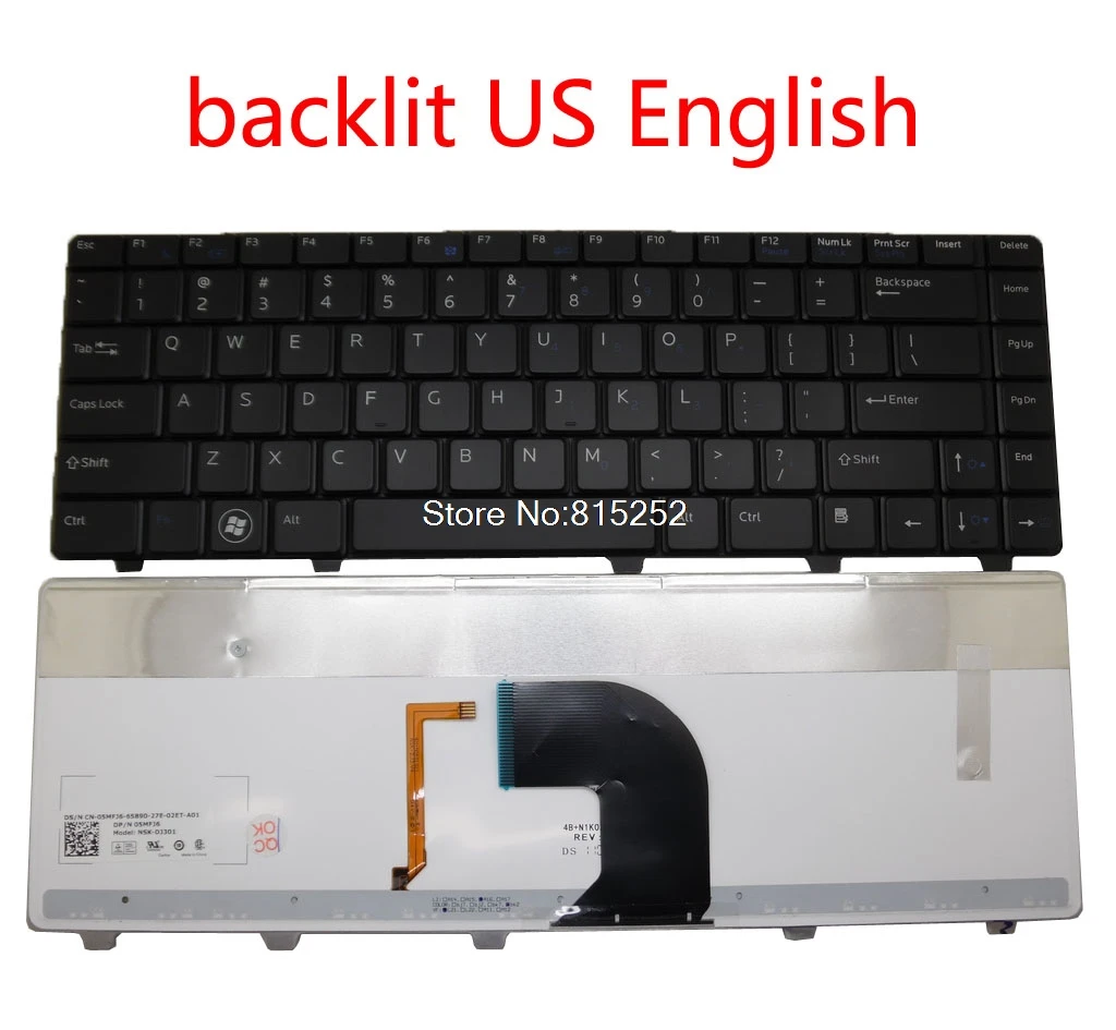 Ноутбук с американской клавиатурой для DELL для Vostro 3300 3400 3500 с подсветкой на английском и американском NSK-DJF01 0Y5VW1 Y5VW1 NSK-DJ301 05MFJ6 5MFJ6 черный