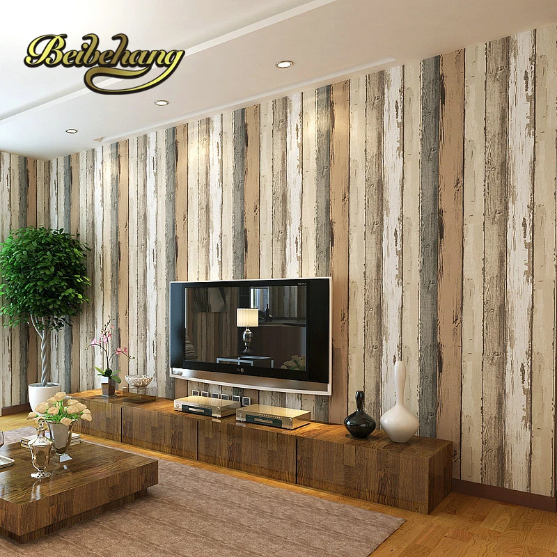 

beibehang American retro nostalgia colored wood grain Mediterranean Restaurant personalized wallpaper papel de parede wall paper