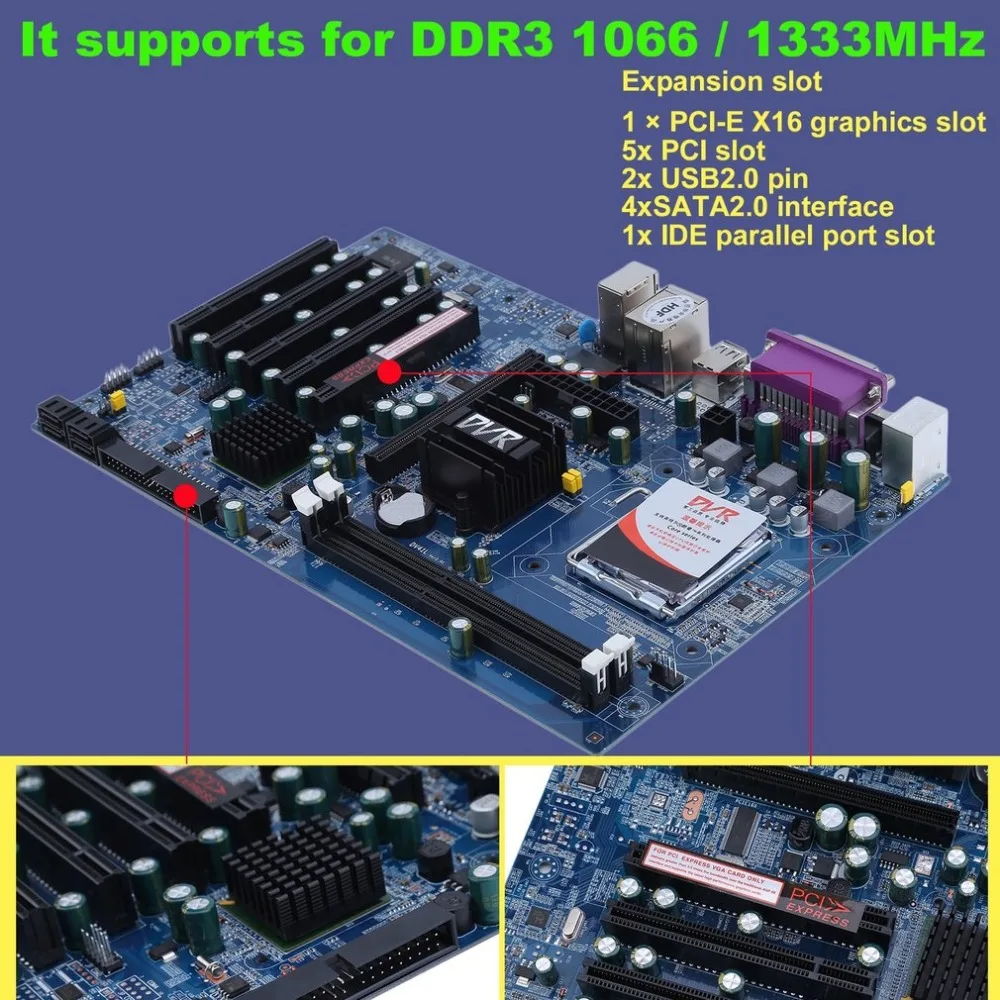 

Professional G41DVR Desktop Computer Mainboard Motherboard Integrated RTL8105E Ethernet Board DDR3 Memory