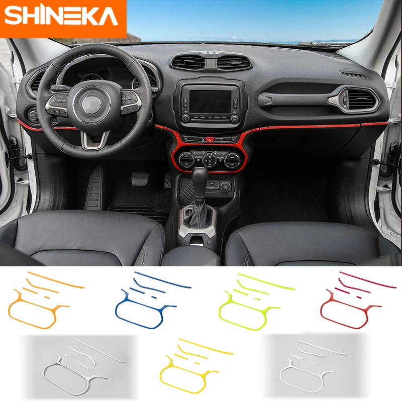 

SHINEKA For Jeep Renegade 2015-2018 ABS Car Interior Central Control Dash Board Decoration Sticker Accessories For Jeep Renegade