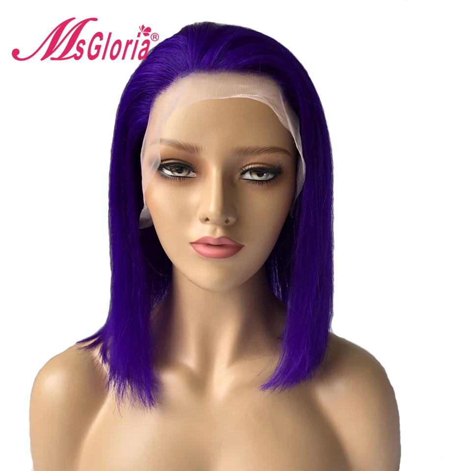 Msgloria Peruvian Remy Straight Human Hair Lace Front Wigs For Black
