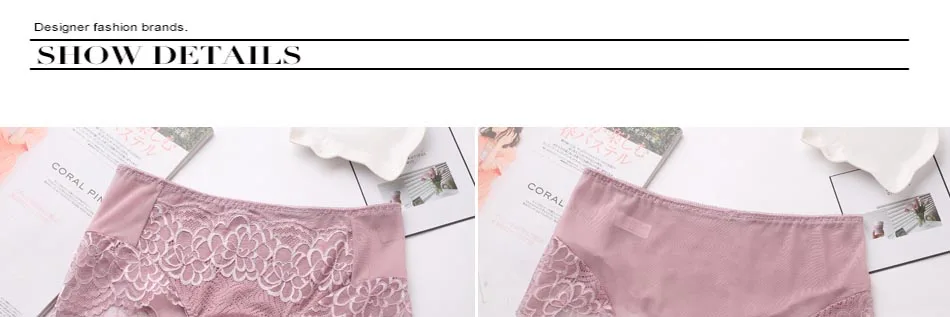 Plus Size Women Sexy Lace Panties Women's Mid Waist Seamless Cotton Briefs Underwear Lingerie Calcinhas Intimates Underpants (18)
