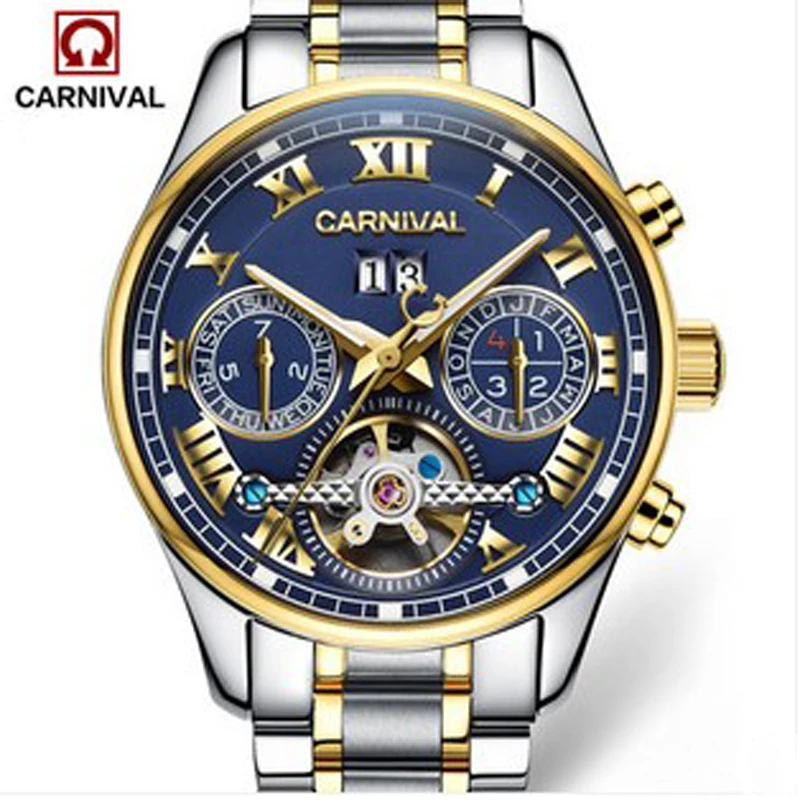 Esportes do Exército à Prova Carnival Tourbillon Relógios Masculinos Marca Mecânica Automática Quente Moda Dwaterproof Água Relógio Luminoso Luxo Aço Completo