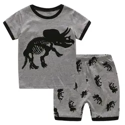KSR-99, динозавр, 6 компл./лот, детские пижамы для мальчиков, одежда для сна с коротким рукавом для детей от 2 до 7 лет, 100% хлопок