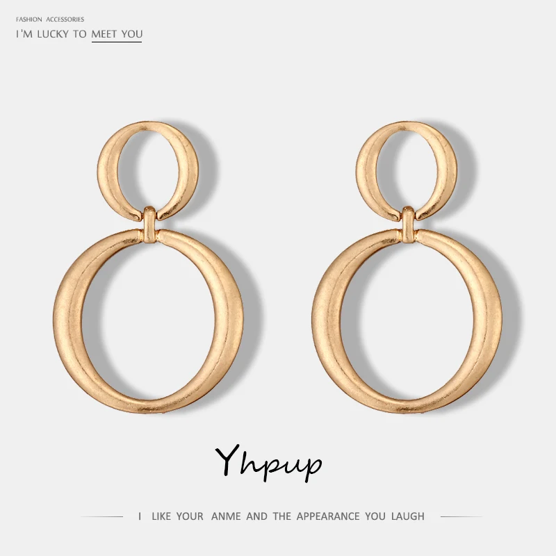 

Yhpup 2019 Europe & American Popular Golded Simple Dangle Earrings For Women Trendy Party Wedding Night- club Earrings Bijoux