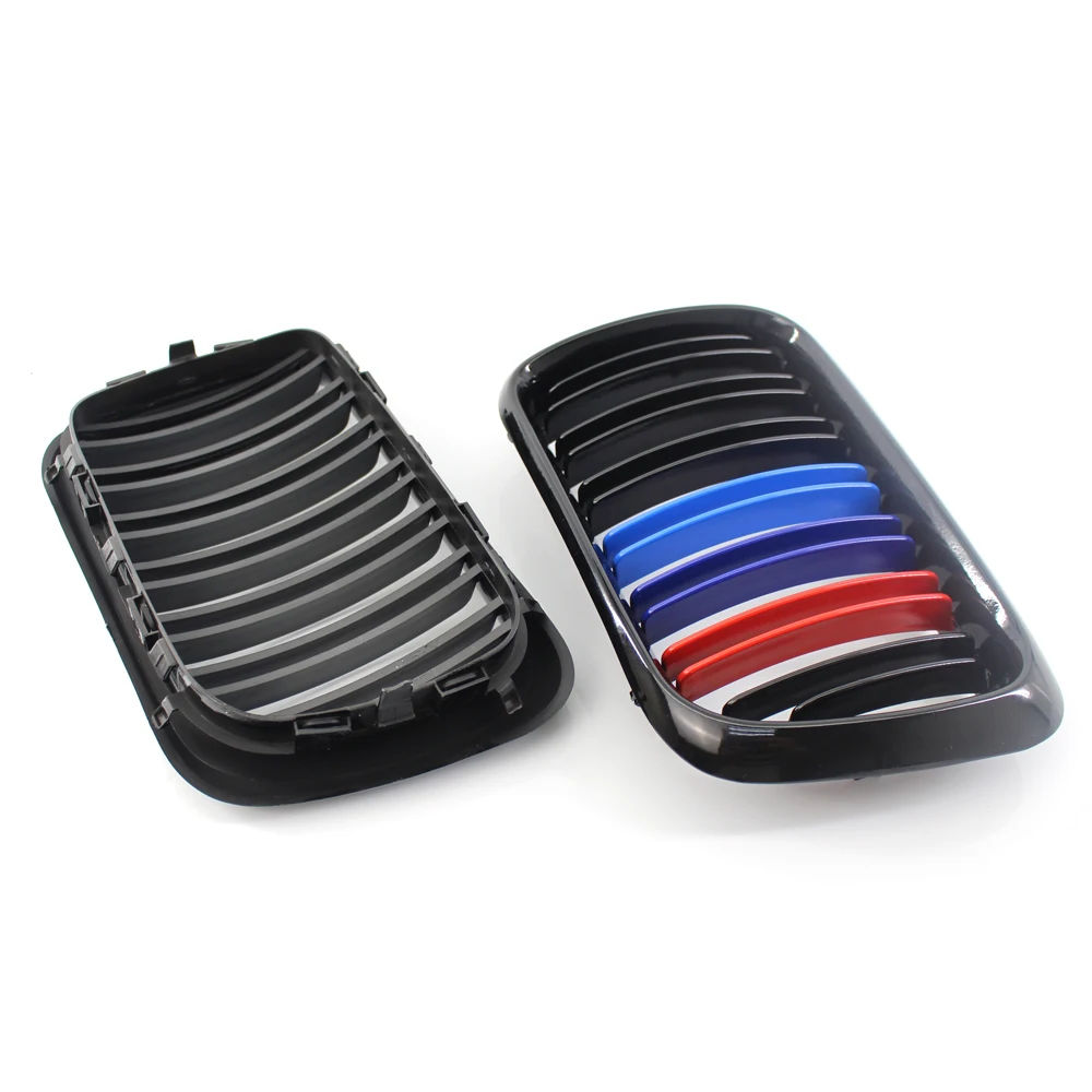 

Fashion Grille Car Parts For BMW E36 M3 97-99 Front Sport Kidney Grille Gloss Black + M-color Accessories Y30