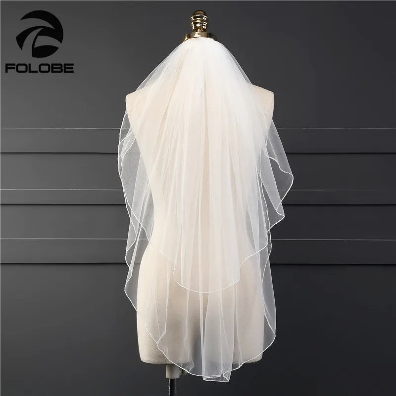 

Hot Stock White/Ivory Simple Pencil Edge Two-Layer Short Tulle Wedding Veils Wedding Accessories Bridal Veils Vestidos De Festa