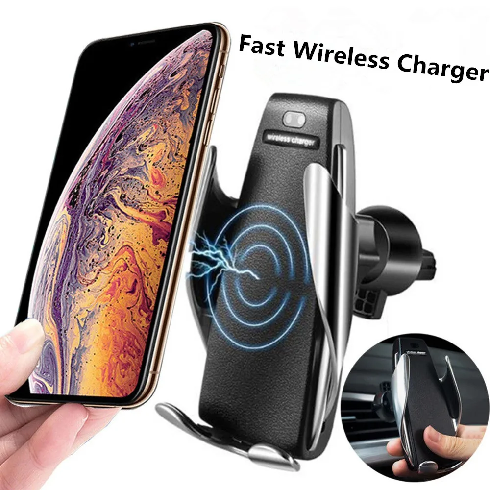 Automatic Clamping Car Wireless Charger 360 Degree Rotation Mount for iphone XR XS MAX Samsung S9 S8 Note 9 Qi Air Vent Holder