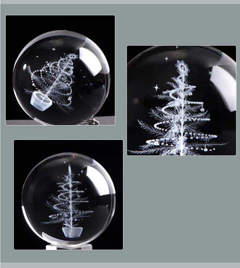 80 мм Хрустальный шар для 3D лазерной гравировки миниатюрная стеклянная подвеска с рождественской елкой хрустальный, круглый ремесло Сфера Рождественский подарок для декора орнамент