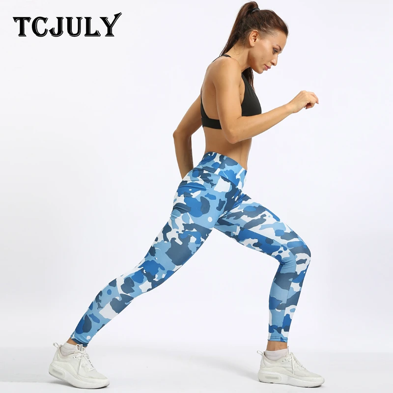 

TCJULY New Fashion Camouflage Patterns Printed Women Leggings High Waist Slim Push Up Workout Pants Stretchy Flex Fitness Legins