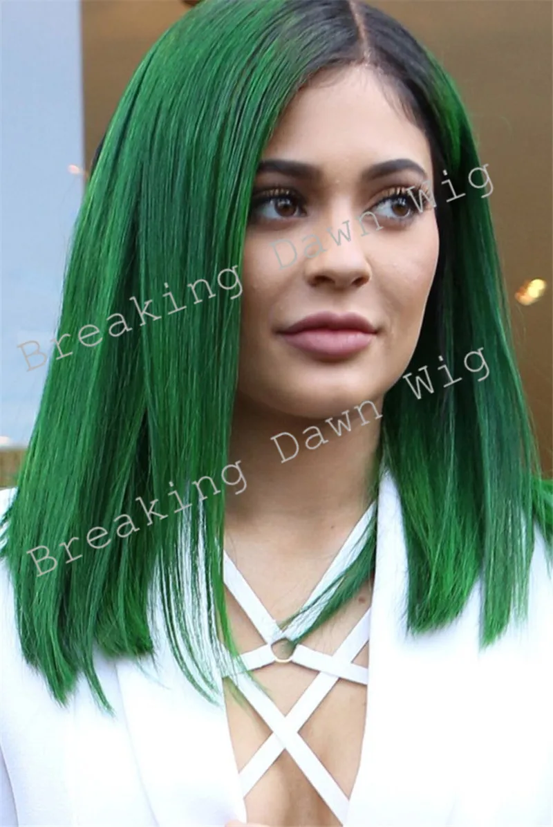Kylie Jenner Rambut Baru Gaya Hutan Hijau Rambut Sintetis Ombre