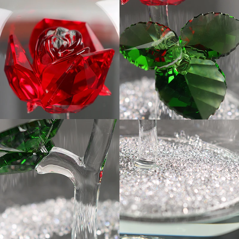 H& D красный консервированный Хрустальный цветок розы в стеклянном куполе орнамент коллекционный подарок ремесло на День святого Валентина юбилей день рождения