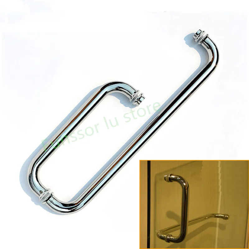 304 Stainless steel shower door handle, bathroom glass doors L shaped