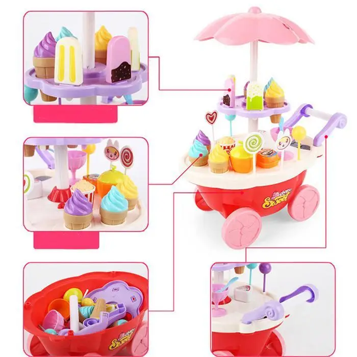 Детские ролевые игры игрушечные конфеты корзину съемный Мороженое магазин 3 батарейки АА корзина> 3 лет набор игрушек