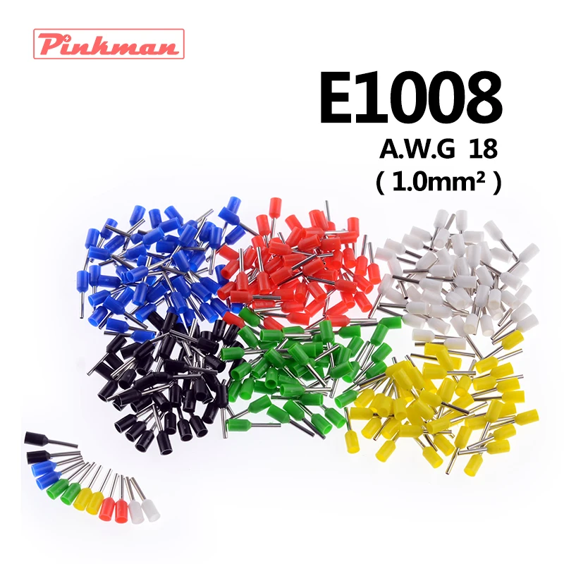 20/50/100 шт E1008 труба изоляционные терминалы AWG 18 провода кабеля 1mm2 разъем изоляционные обжимной терминал для подключения