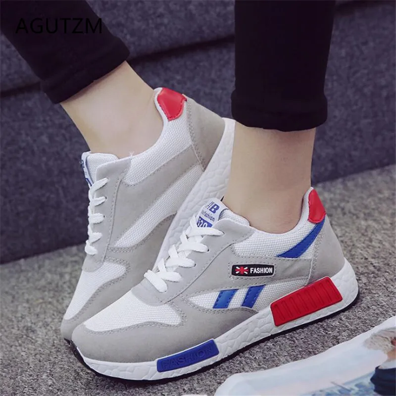 

AGUTZM Spring new Mesh Breathable Women Casual flat Shoes Comfortable Increased Sneakers fashion wild lace-up woman shoes Q913