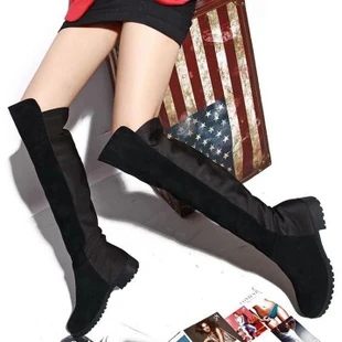 

2014Newest designer highland suede thigh high boots,chunky high heel over the knee boots quality elastic women boots