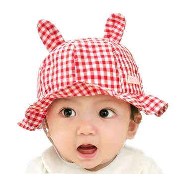 

Plaid Panama Baby Hat With Eears Cute Infant Summer Bucket Hat Soft Boys Girl Autumn Sun Hat Cotton Girls Cap Baby Girl Clothing