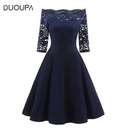 Más el Vestido de Mujer de Verano de Gran Tamaño 2019 con Encaje de Encaje Palabra Collar de Siete Puntos de Manga Retro Vestido de la Ropa de las Mujeres Más el Vestido de Mujer de Verano de Gran Tamaño 2019 con Encaje de Encaje Palabra Collar de Siete Puntos de Manga Retro Vestido de la Ropa de las Mujeres