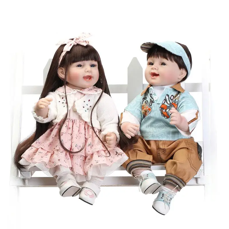 

Nicery 22inch 55cm Lifelike Reborn Baby Lovely Girl Doll High Vinyl Christmas Toy Gift for Children White Coat Blue Hat Cloth
