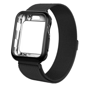 

ASHEI Milanese Loop Watchbands With TPU Case for Apple Watch Band 3 38mm 42mm Magnetic Closure Strap For iWatch Series 3 2 1