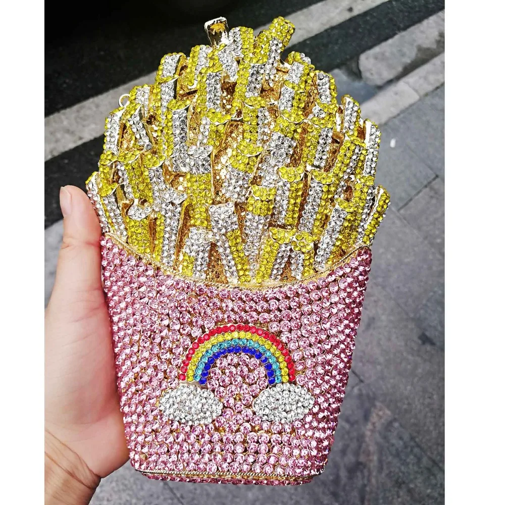 

2019 Chips Diamond Women Clutches Bags Lady Evening Clutch Bags Dinner Purse Party Handbag Crystal Evening Pink Yellow Bag SC798