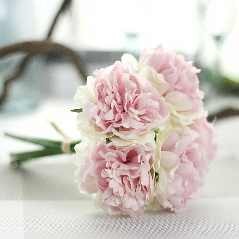 5 головок чайная роза из искусственного шелка цветочный букет домашний отель украшение стола искусственный цветок для свадьбы невесты держа цветочный букет 618