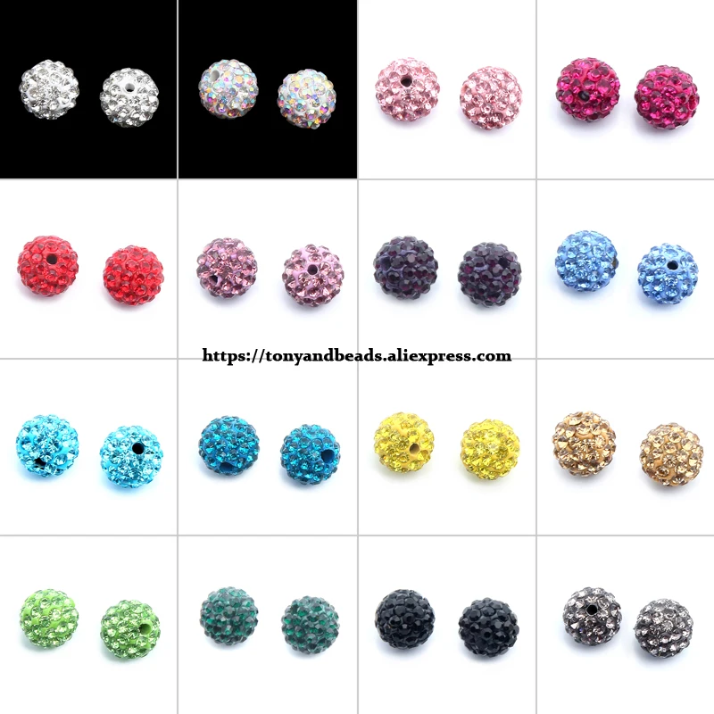 

(10Pcs= Lot !) Free Shipping AA Quality Crystal Rhinestone Pave Disco Ball Beads Wholesale 16 Colors 8 10 12MM Pick Size
