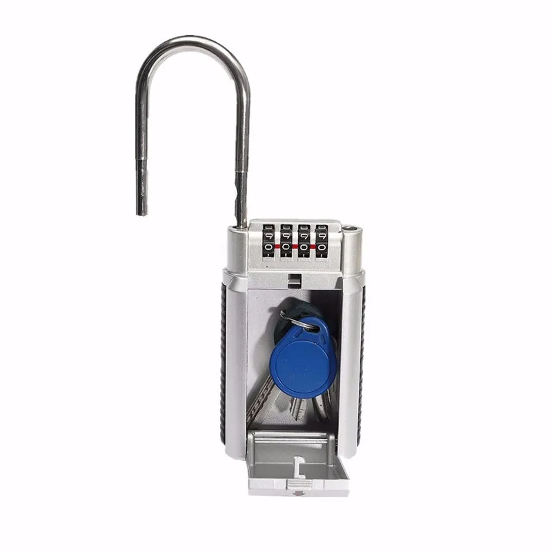 Silver 4 Digit Combination Password Safety Key Box Lock Padlock Storage Keys Organizer Zinc Alloy Hot Sale just lock zinc alloy travel 3 digit combination lock black silver
