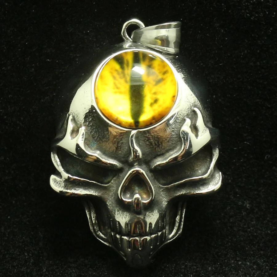 

Men 316L Stainless Steel Coo Punk Gothic Big Evil Demon Eye Skull Flaming Fashion Pendant