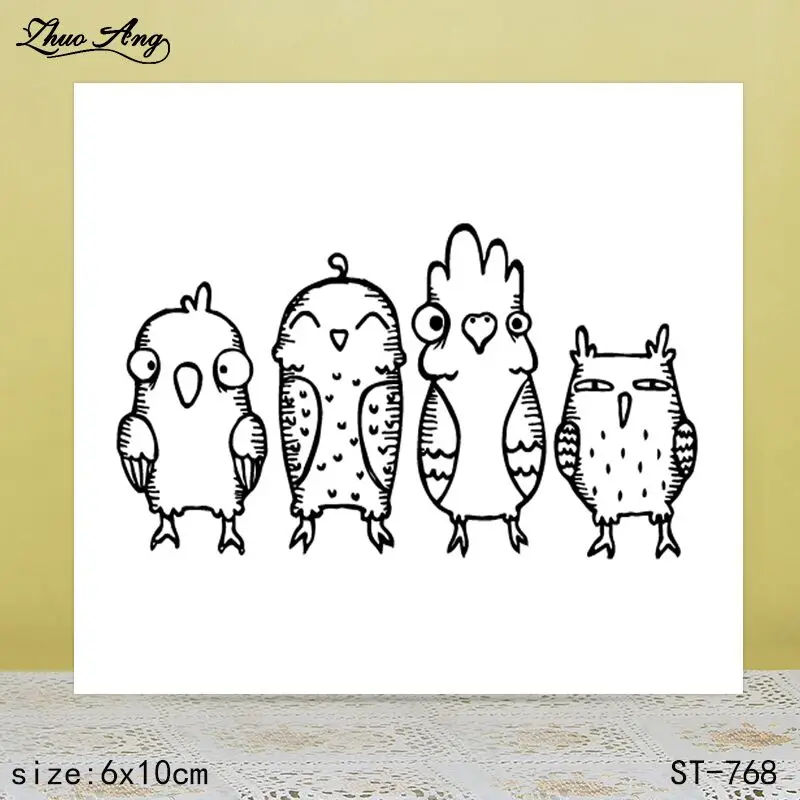 

ZhuoAng Funny Birds Owl Parrot Clear Stamps For DIY Scrapbooking/Card Making/Album Decorative Silicon Stamp Crafts