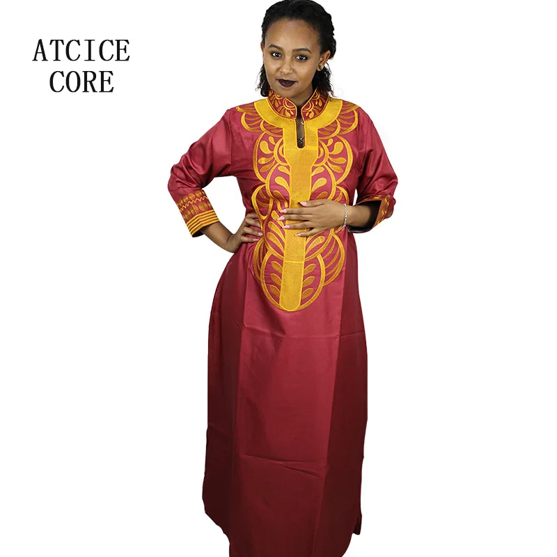 african fashion style African New Bazin Embroidery Dresses Long Dress Without  Scarf Soft Material LA066 african couple outfits
