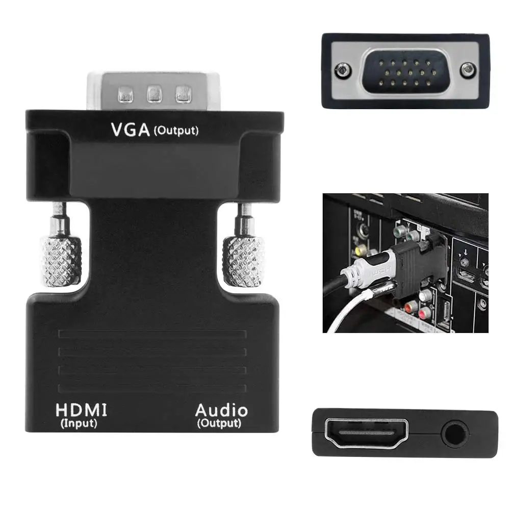 1080 P Женский HDMI на VGA штепсельный преобразователь, адаптер с 3,5 мм стерео аудио портативный разъем HDMI для портативных ПК PS3 Xbox