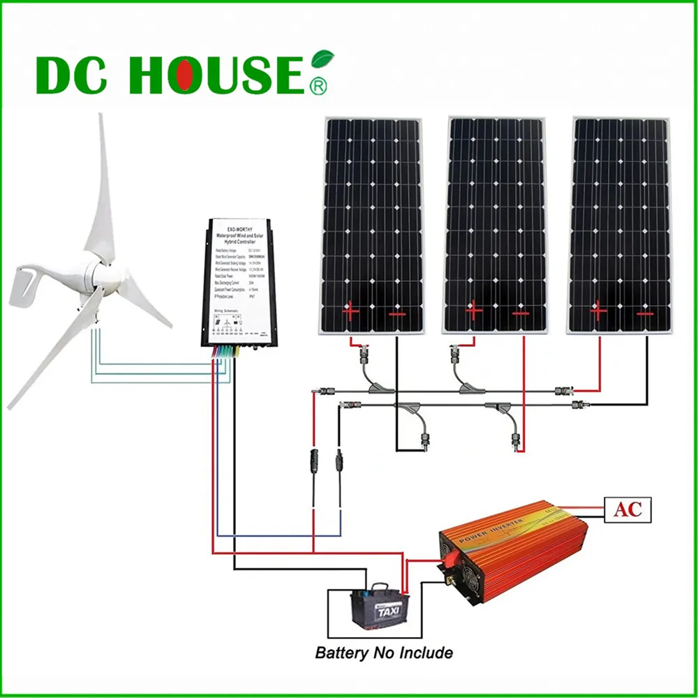 DC дом 800 Вт комплект ветровой турбины 400 ветровой генератор 3 шт. 160 солнечная панель 1000 инвертор