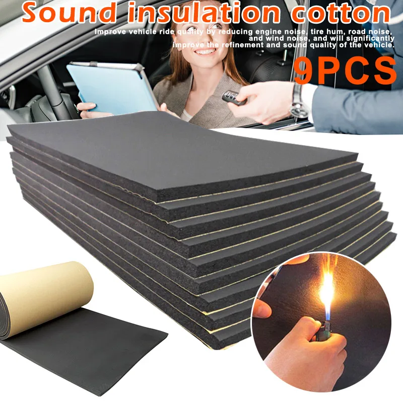 

9 Pcs 6mm Self Adhesive Car Sound Proofing Deadener Foam Pad Insulation 30x50cm XR657